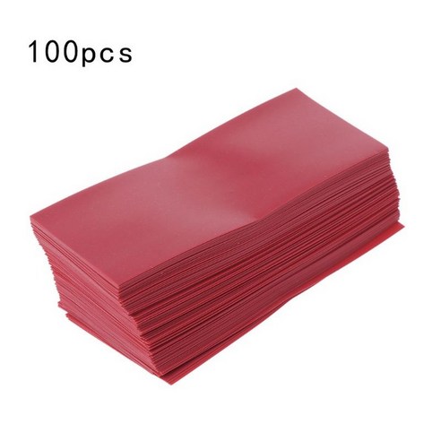 100pcs / 가방 18650 리튬 배터리 캡슐 튜브 PVC 열 수축 튜브 포장 배터리 커버 스킨 절연 필름, 빨간색