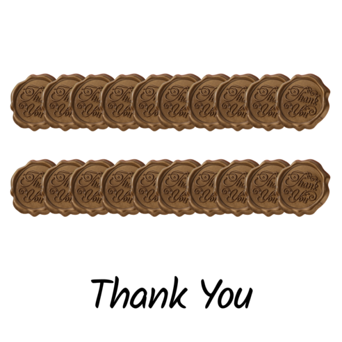 블루제이 프리미엄 실링왁스 스티커 대용량, Thank you, 20개, 브라운