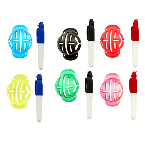 6pcs 골프 공 라인 마커 라이너 드로잉 정렬 도구 스텐실 훈련 보조, 다색, 플라스틱