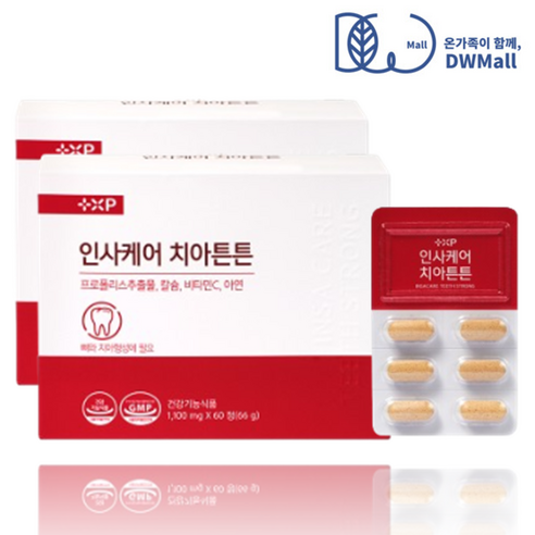 이가탄탄 인사튼튼 치아케어 뼈 형성 코랄칼슘 프로폴리스 비타민C 아연 영양제, 2박스, 60정