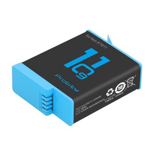 Probty 고프로 히어로 12 11 10 1850 mAh 배터리 및 LED 3 슬롯 충전기 스포츠 카메라, 4) 1 Pc Battery, 1개