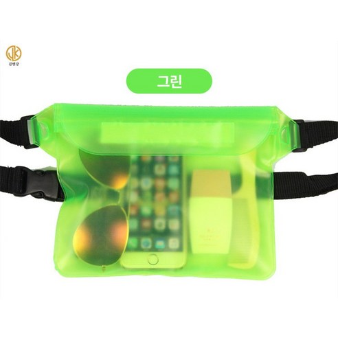 김엔강 대용량 힙색 방수팩, 그린, 1개