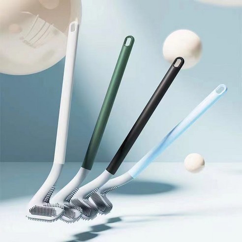 골프 실리콘 화장실 브러시 가정용 화장실 브러시 죽은 코너 화장실 브러시 벽 마운트 화장실 브러쉬, 화장실브러쉬[녹색+흰색/2팩]후크