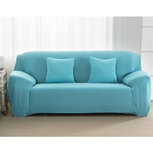 [XIG] Housmife 단색 소파 커버 거실 소파 커버 코너 소파 커버 Slipcover Chair Protector 1/2/3/4 인승, 1Pc 145-185Cm, 하늘색