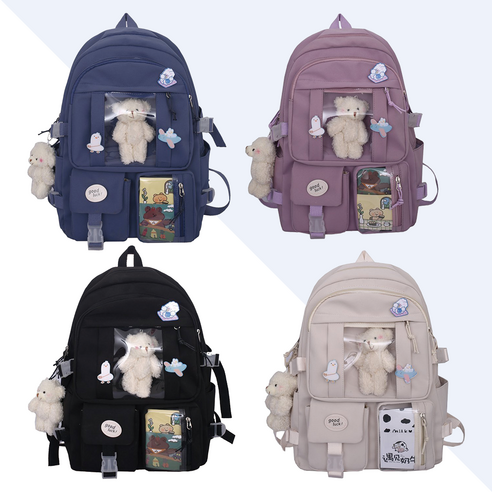 데일리 곰돌이 고학년 학생 백팩 캐쥬얼 입학 책가방인형뱃지포함