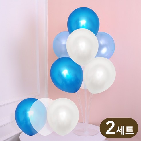 에스엠파티 풍선 스탠드 세트, 2세트, 오션블루