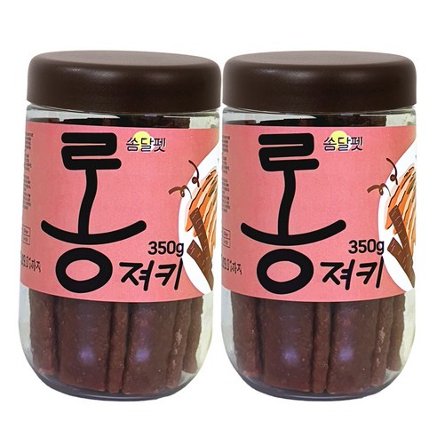 쏨달펫 롱 져키 강아지 육포 간식 대용량, 2개, 350g, 오리고기