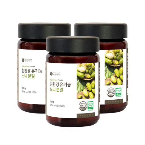 바로푸드 친환경 유기농 노니 분말 100g, 3통