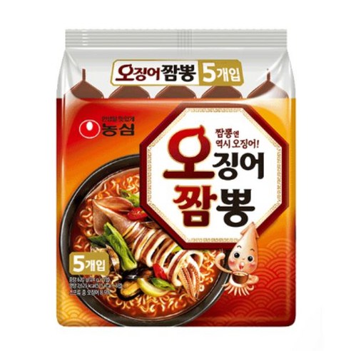 농심 오징어짬뽕, 124g, 5개, 5개