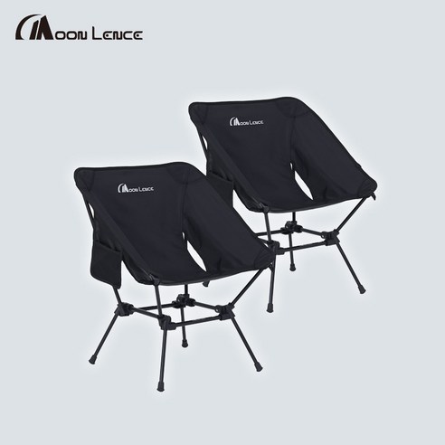 Moon Lence 컴팩트 포터블 경량 폴딩체어 2P, 블랙, 1세트