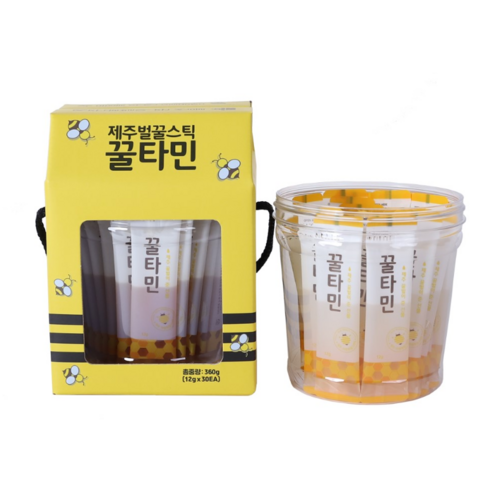 꿀타민 제주 벌꿀 스틱 + 쇼핑백 세트, 360g, 1개