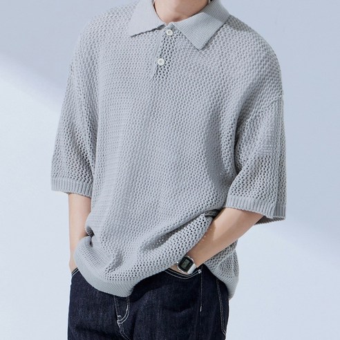 썸머 니트 미니멀 스카시 카라 (FO011) 남자반팔니트 썸머 니트 미니멀 스카시 카라 (FO011) 남자반팔니트