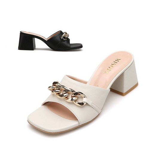 [미소페] 여성 골드체인 슬리퍼 012223705 6cm 2color