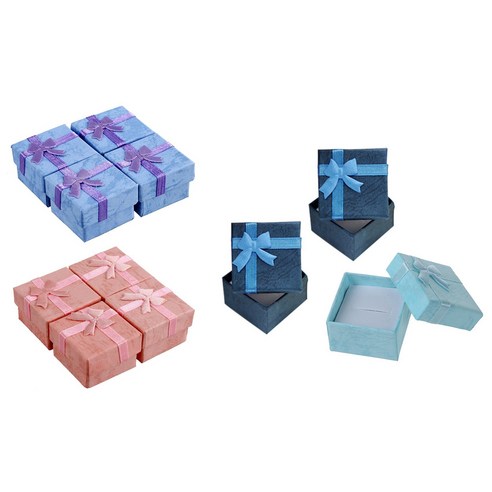 Deoxygene 96Pcs 보석 상자 반지 귀걸이 디스플레이 선물 상자 Bowknot 사각형 케이스 보라색과 분홍색 및 진한 파란색과 밝은 파란색, 1개, 보여진 바와 같이