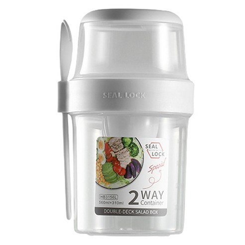 샐러드 컵 도시락 310ml + 560ml, 화이트, 1개