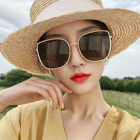 루나뷰링 여자 가벼운 자외선차단 빅사이즈 선글라스, 화이트