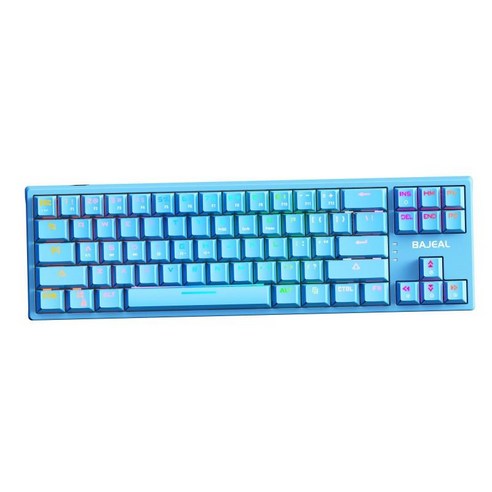USB 유선 기계식 키보드 Type-C RGB 백라이트 71키 유선 키보드 플러그 앤 플레이 안티 고스팅 키 컴퓨터 데스크탑, 푸른, {"사이즈":"360x110x35mm"}, {"수건소재":"플라스틱"}