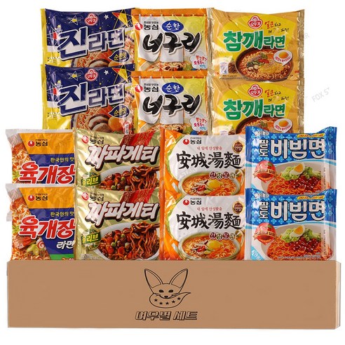 라면의 향연: [여우별 세트] 라면 14호 봉지 라면 종합 혼합 세트 7종 14개