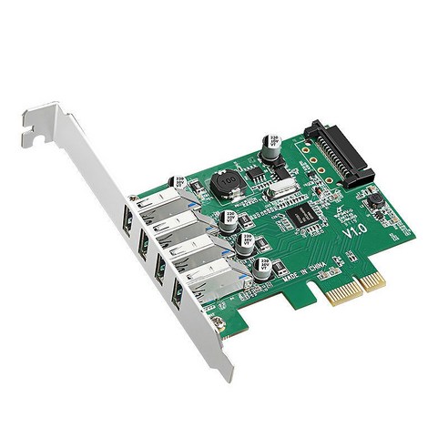 노 브랜드 PCIE 확장 카드 PCI-E - 4XUSB3.0 5Gbps 이중 전기 4포트 NEC 칩 데스크탑 USB 허브
