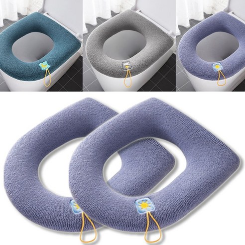 올라이프지 겨울 극세사 보온 변기 커버 시트 카바 2개, 1세트, 퍼플