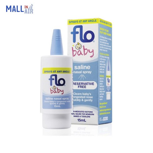 호주 FLO 베이비 아기 코막힘 생리 식염수 스프레이 Baby Nasal Spray 15ml, 3개