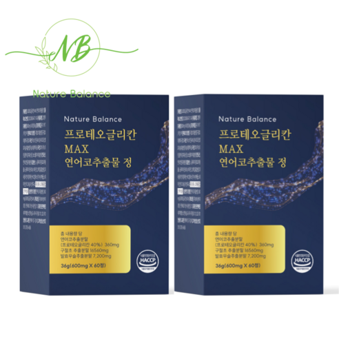 네이처발란스 프로테오글리칸 MAX 360mg 연어코연골추출물 60정 연어코추출물 2형콜라겐, 2개