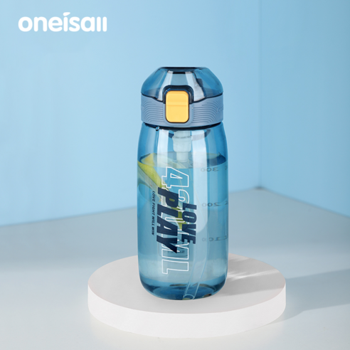 ONEISALL 빨대플라스틱컵 대용량 물컵 다용도 주전자 다색선택가능 1개, 블루 420ml