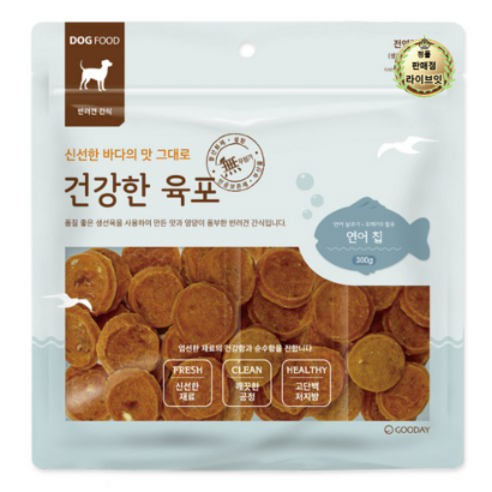 굿데이 건강한 육포 칩 강아지간식, 연어, 300g, 1개 
강아지 간식