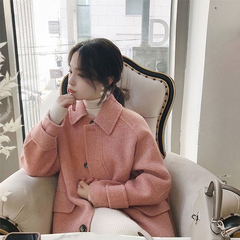 부드러운 코트 여성 중반 길이 무릎 가을과 겨울 새로운 두꺼운 짧은 헵번 스타일 모직 코트