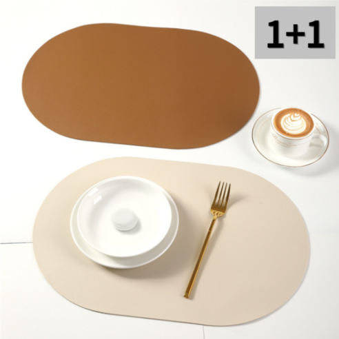 레숍시크 방수 가죽 식탁매트 2p 45x30cm, 아이보리 1+1, 2개