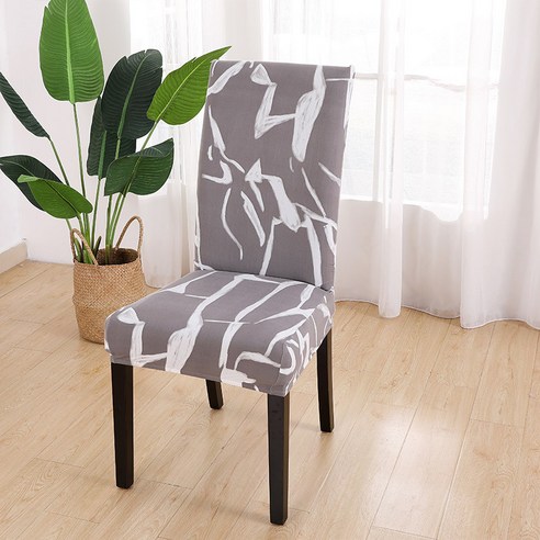 프린트 탄력 식탁 커버 가정용 호텔 식탁 연체 의자 커버 의자 커버, 회색 폭풍