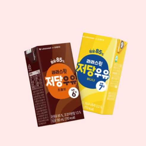라라스윗 저당 바나나우유 & 초코우유 멸균팩 190ml 6개