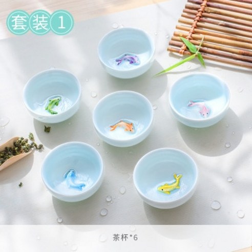FREELIFE 전통찻잔세트 예쁜 도자기 JP-414, F6pcs 40ml-45