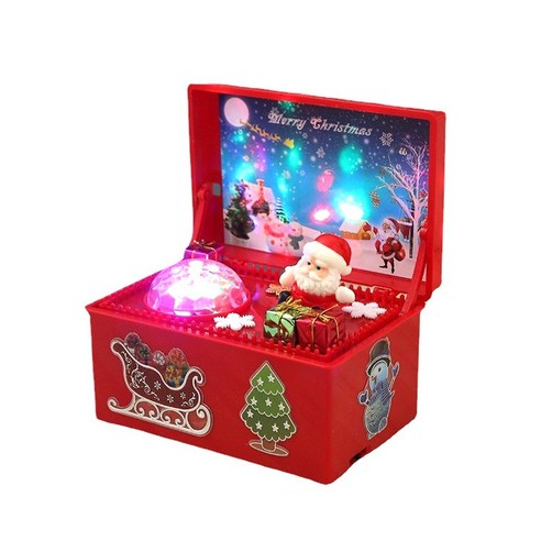 DKaony 크리스마스 음악 상자 노래 산타 클로스와 깜박이 컬러 장식품 뮤직 박스 홈 장식 선물 생일, 뮤직 박스 노인 레드입니다