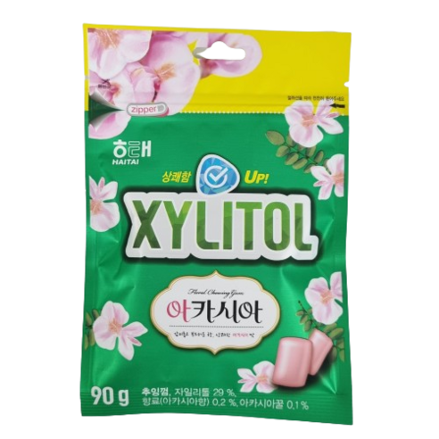 해태 자일리톨 아카시아껌 지퍼팩 리필껌, 90g, 6개