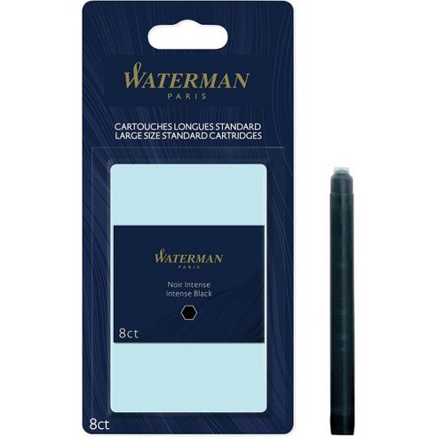 보내요 Waterman 볼펜 선물용 지워지는 잘써지는 워터맨 분수 펜 잉크 카트리지 롱 인텐스 블랙 8카운트 블리스터 팩