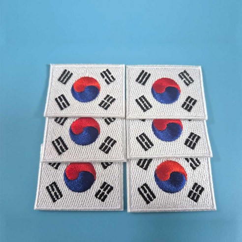 와펜하우스 태극기 프리미엄 자수 열접착 와펜 패치_6개입, 6개