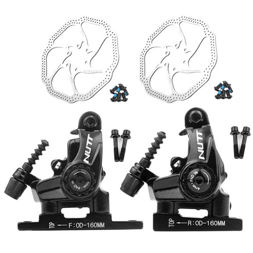 Retemporel NUTT MTB 도로 자전거 디스크 브레이크 캘리퍼스 이중 기계식 라인 풀 플랫 전면 후면 클램프 세트 160Mm HS1 로터 부품
