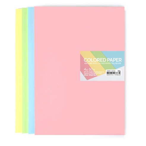 star starred 4컬러 도톰한 색지(4 COLORED PAPER) 120g, 4절 60매