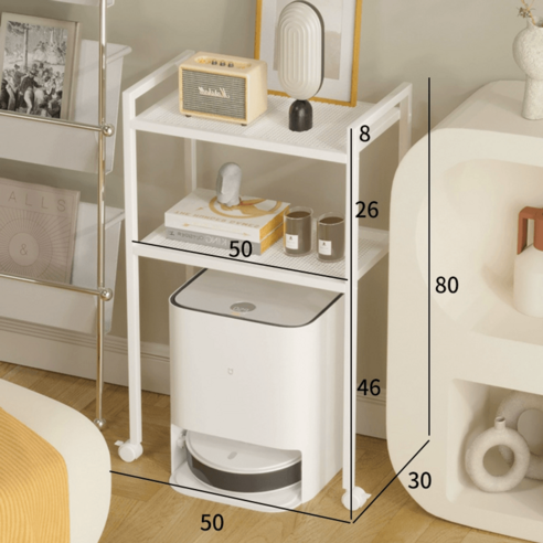 보기좋은 로봇청소기장 틈새장 다용도 수납장 테이블 트롤리 거실 선반 보관함 다이 캐비닛, 선반(2단)화이트