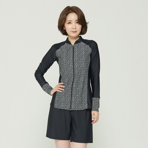 일리카이 여성용 러브미 집업래쉬가드 + 보드숏 세트