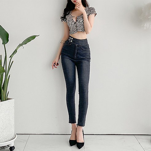 글램디브 하이 더블벨트 스키니 진 AD1008