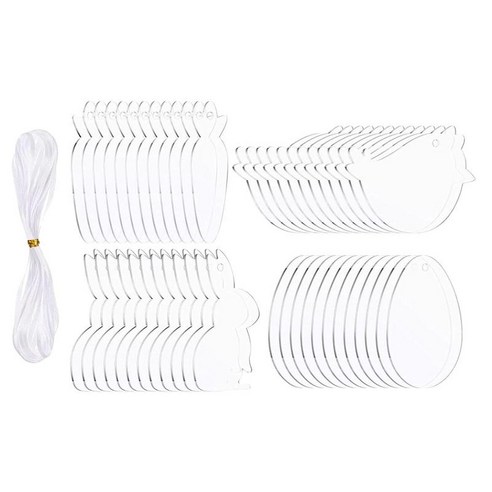 아크릴 부활절 공백 DIY 매달려 장식 투명 빈 태그, 48개