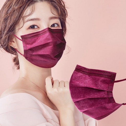 에어에이드 평면형 컬러룩 마스크 대형, 50매입, 1개, 와인