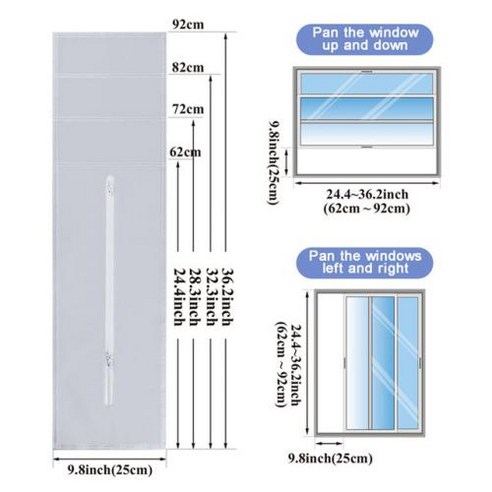 창문형 에어컨 AC 유닛용 창문 도장 밀봉 천 뜨거운 공기 반환 차단 방수 및 자외선 92x25cm, 1) Light Grey 창문형 에어컨 단점