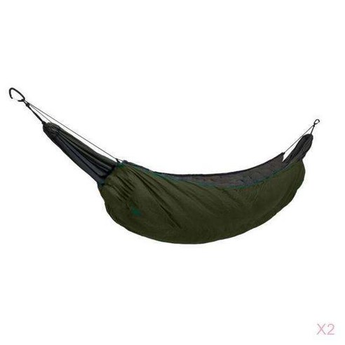 야외 캠핑을위한 2Pcs 수면 해먹 언더 퀼트 담요 휴대용, 설명, 설명, 육군 녹색