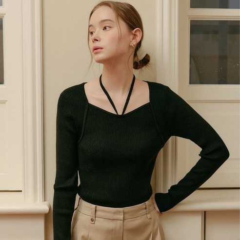 룩캐스트 로사 스트랩 니트 탑 / ROSA STRAP KNIT TOP_2colors 1149039