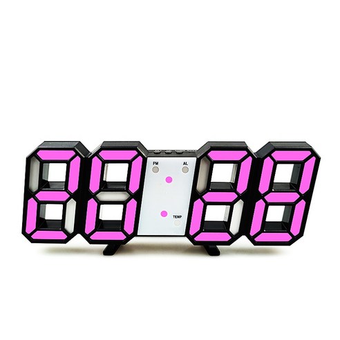 볼파스 무소음 3D LED 인테리어 감성시계, 블랙퍼플