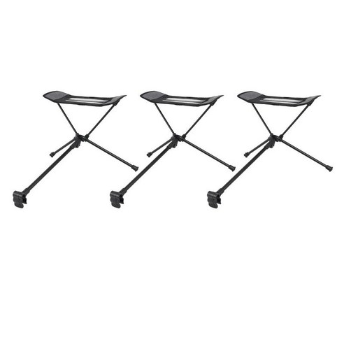 3x 접는 의자 발판 캠핑 낚시 안락 의자 발판 나머지 게으른 좌석, 42x32cm, 알루미늄 합금, 검은 색