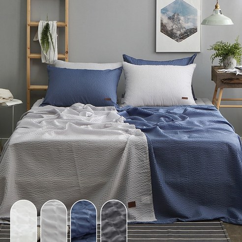 아토앤알로 잇츠유 시어서커 시원한 여름 이불세트(SSQ), 잇츠유 홑이불+베게세트-네이비SS